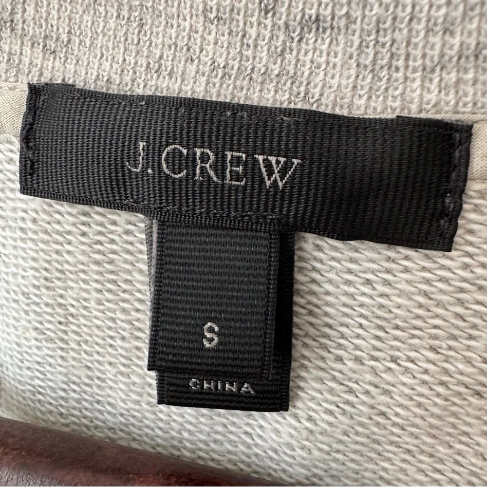 J.Crew Ribbed Wool Front Mixed Media Sweatshirt Pullover Gray Small